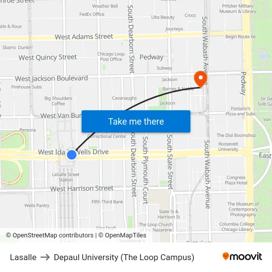 Lasalle to Depaul University (The Loop Campus) map