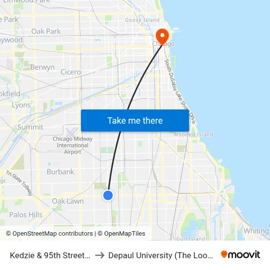 Kedzie & 95th Street (South) to Depaul University (The Loop Campus) map