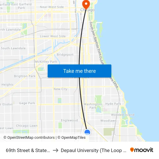 69th Street & State (East) to Depaul University (The Loop Campus) map