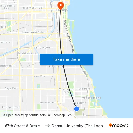 67th Street & Drexel (East) to Depaul University (The Loop Campus) map