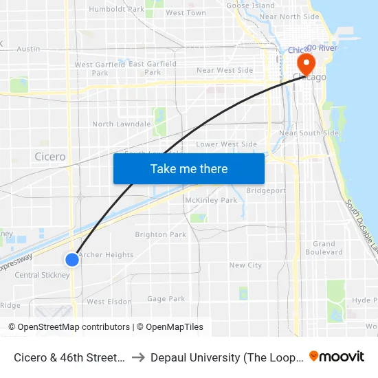Cicero & 46th Street (North) to Depaul University (The Loop Campus) map