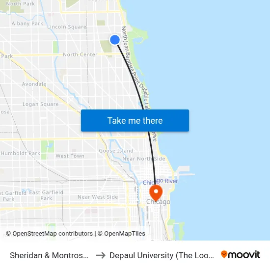 Sheridan & Montrose (South) to Depaul University (The Loop Campus) map