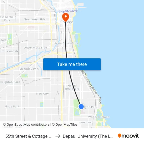 55th Street & Cottage Grove (East) to Depaul University (The Loop Campus) map