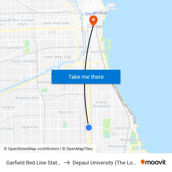 Garfield Red Line Station (West) to Depaul University (The Loop Campus) map