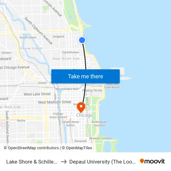 Lake Shore & Schiller (South) to Depaul University (The Loop Campus) map