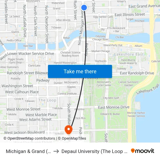 Michigan & Grand (North) to Depaul University (The Loop Campus) map