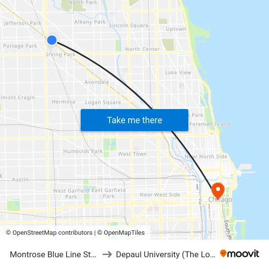 Montrose Blue Line Station (East) to Depaul University (The Loop Campus) map