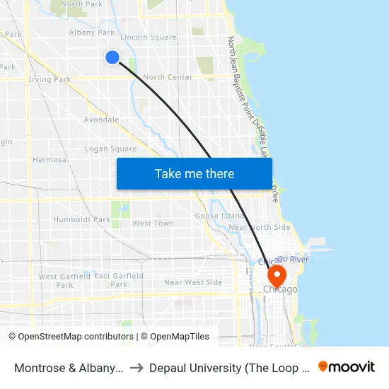 Montrose & Albany (East) to Depaul University (The Loop Campus) map