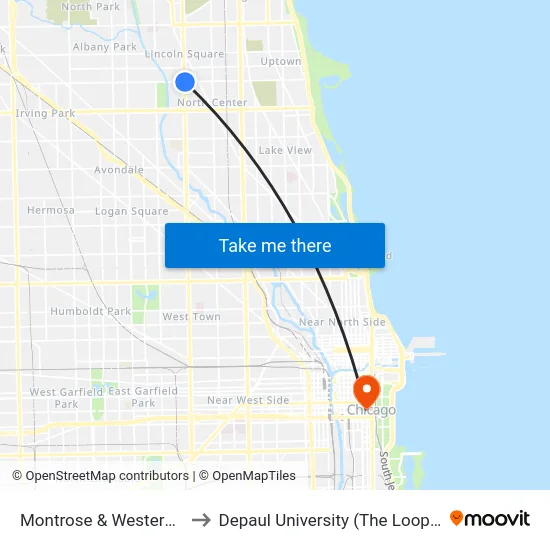 Montrose & Western (West) to Depaul University (The Loop Campus) map