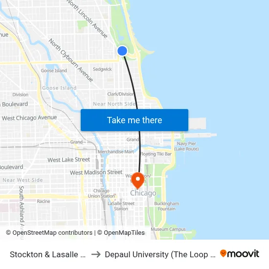 Stockton & Lasalle (North) to Depaul University (The Loop Campus) map