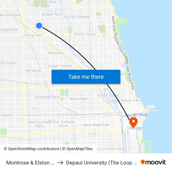 Montrose & Elston (West) to Depaul University (The Loop Campus) map