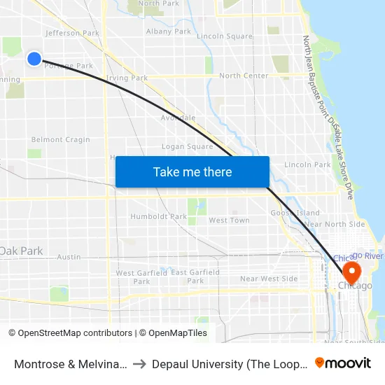Montrose & Melvina (West) to Depaul University (The Loop Campus) map