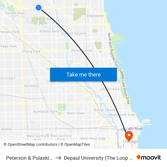 Peterson & Pulaski (East) to Depaul University (The Loop Campus) map