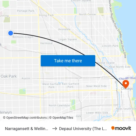 Narragansett & Wellington (South) to Depaul University (The Loop Campus) map