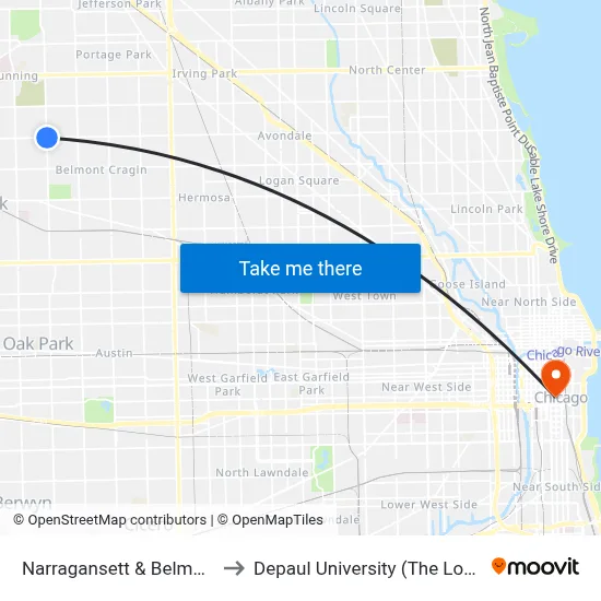 Narragansett & Belmont (North) to Depaul University (The Loop Campus) map