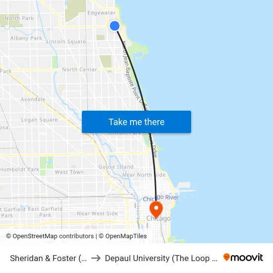Sheridan & Foster (North) to Depaul University (The Loop Campus) map
