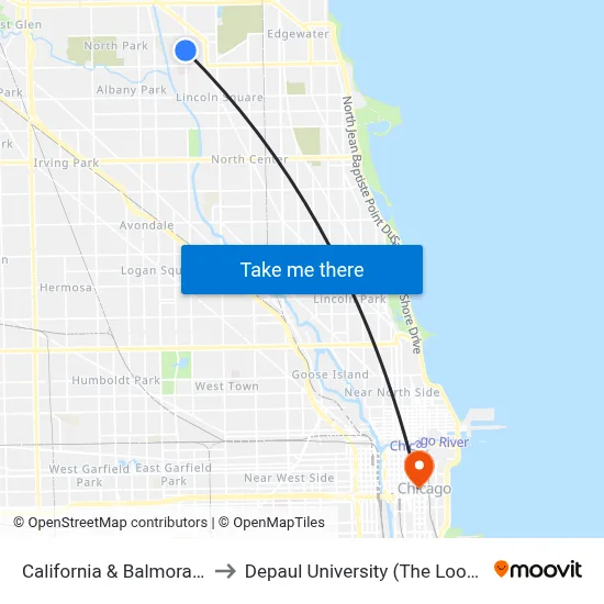 California & Balmoral (North) to Depaul University (The Loop Campus) map