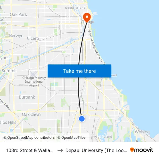 103rd Street & Wallace (West) to Depaul University (The Loop Campus) map