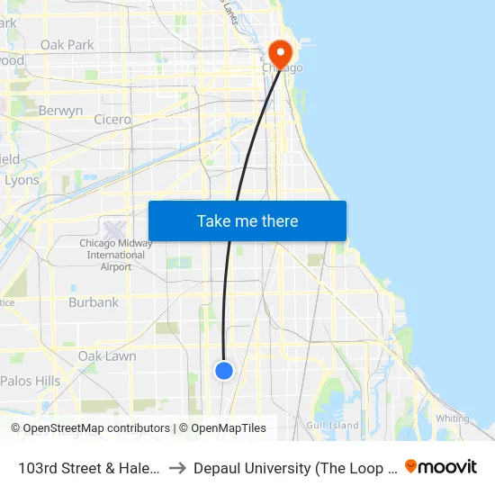 103rd Street & Hale (West) to Depaul University (The Loop Campus) map