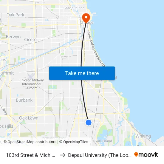 103rd Street & Michigan (East) to Depaul University (The Loop Campus) map