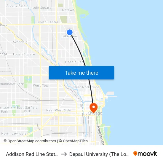 Addison Red Line Station (West) to Depaul University (The Loop Campus) map