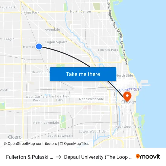 Fullerton & Pulaski (West) to Depaul University (The Loop Campus) map