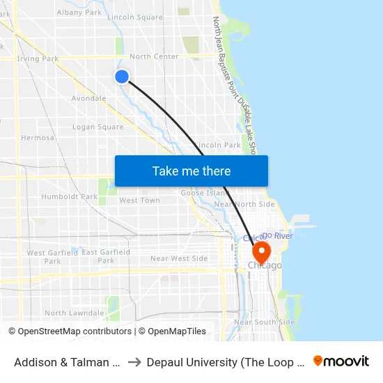 Addison & Talman (West) to Depaul University (The Loop Campus) map