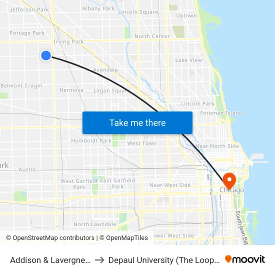 Addison & Lavergne (West) to Depaul University (The Loop Campus) map