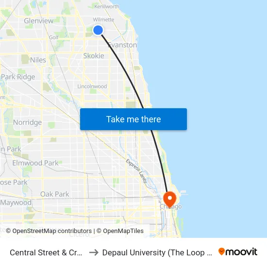 Central Street & Crawford to Depaul University (The Loop Campus) map