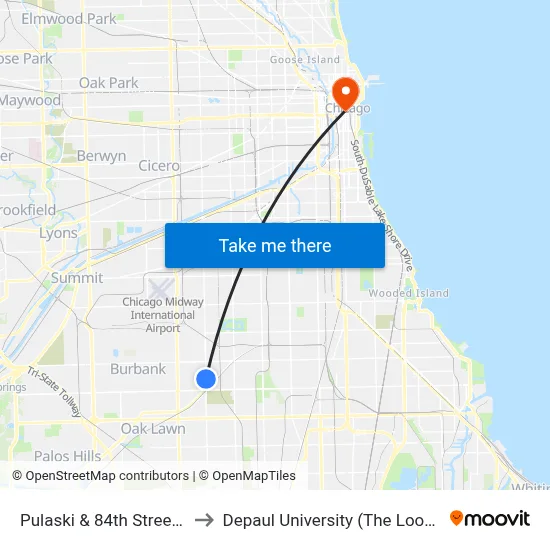 Pulaski & 84th Street (South) to Depaul University (The Loop Campus) map