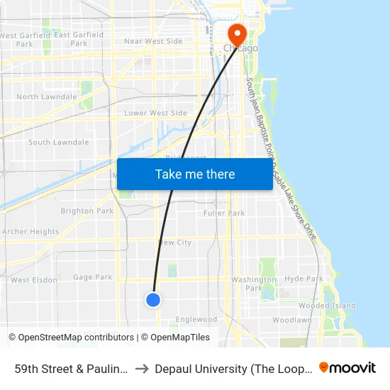 59th Street & Paulina (East) to Depaul University (The Loop Campus) map
