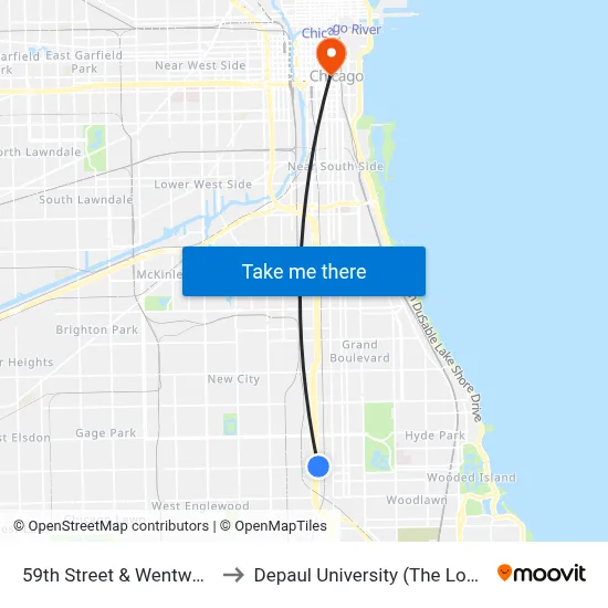59th Street & Wentworth (East) to Depaul University (The Loop Campus) map
