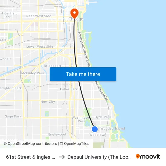 61st Street & Ingleside (East) to Depaul University (The Loop Campus) map