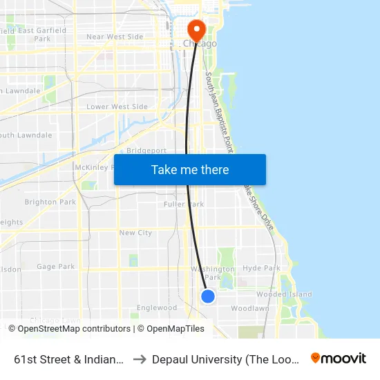 61st Street & Indiana (West) to Depaul University (The Loop Campus) map