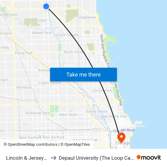 Lincoln & Jersey (Se) to Depaul University (The Loop Campus) map
