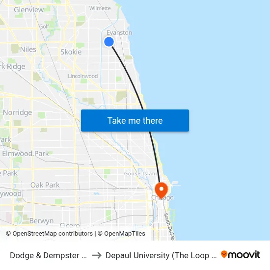 Dodge & Dempster (North) to Depaul University (The Loop Campus) map