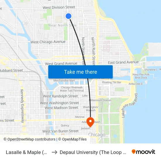 Lasalle & Maple (North) to Depaul University (The Loop Campus) map