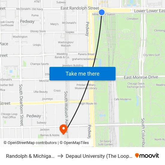 Randolph & Michigan (East) to Depaul University (The Loop Campus) map