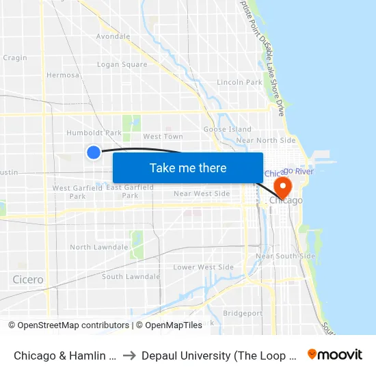 Chicago & Hamlin (East) to Depaul University (The Loop Campus) map