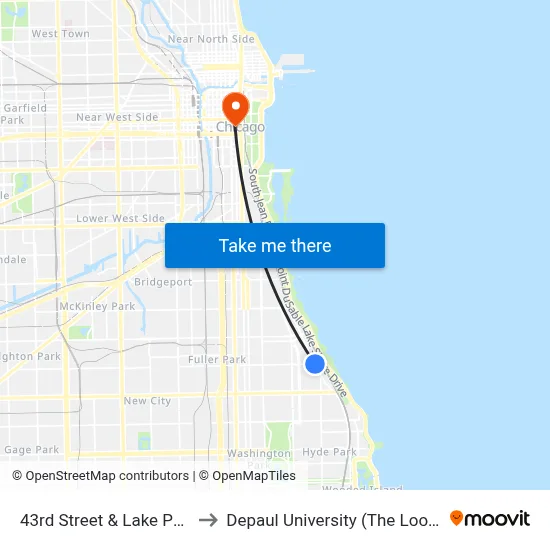 43rd Street & Lake Park (East) to Depaul University (The Loop Campus) map