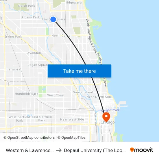 Western & Lawrence (South) to Depaul University (The Loop Campus) map