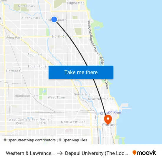 Western & Lawrence (North) to Depaul University (The Loop Campus) map
