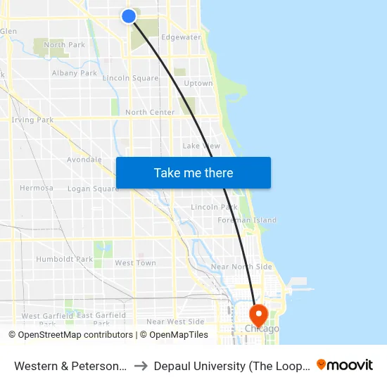 Western & Peterson (North) to Depaul University (The Loop Campus) map
