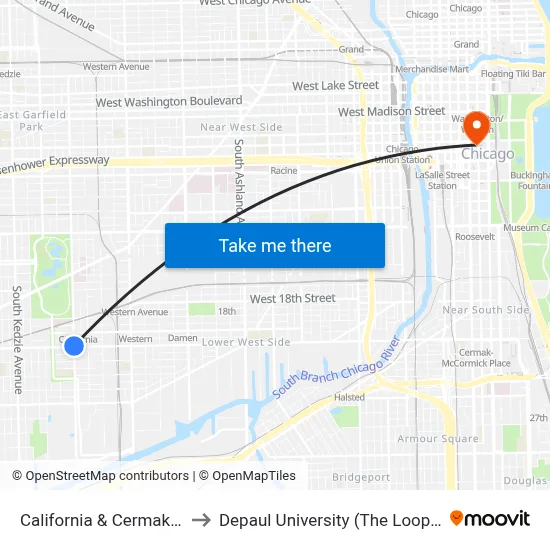 California & Cermak (North) to Depaul University (The Loop Campus) map