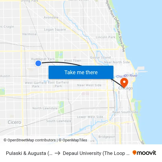 Pulaski & Augusta (South) to Depaul University (The Loop Campus) map