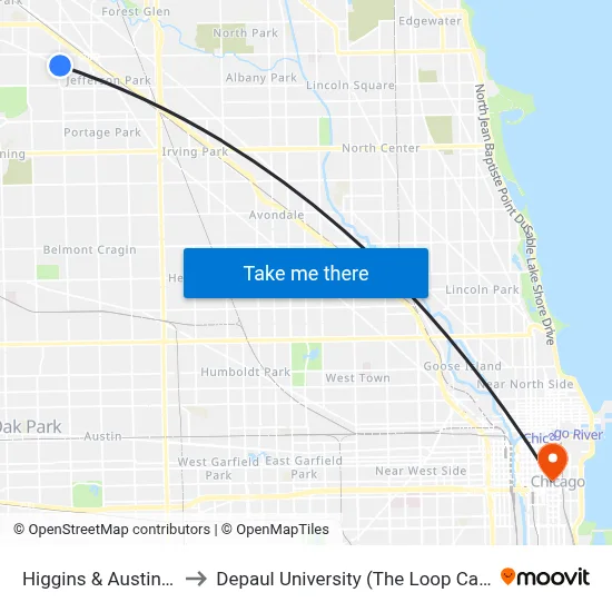 Higgins & Austin (Se) to Depaul University (The Loop Campus) map