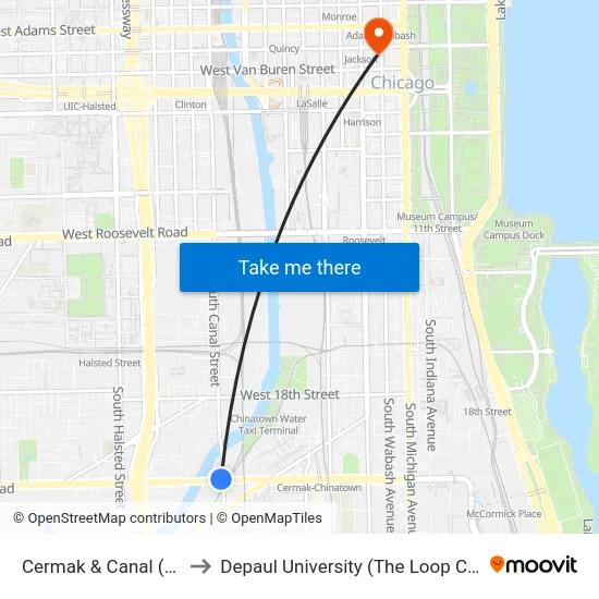 Cermak & Canal (West) to Depaul University (The Loop Campus) map