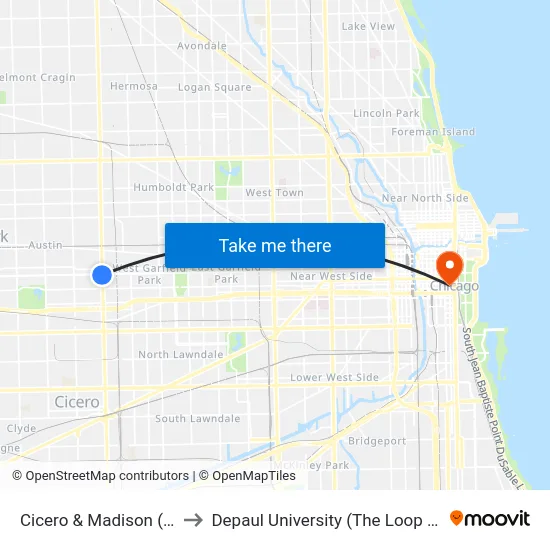 Cicero & Madison (South) to Depaul University (The Loop Campus) map