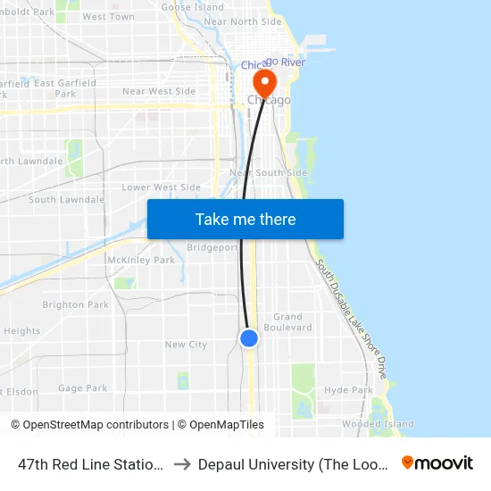 47th Red Line Station (West) to Depaul University (The Loop Campus) map