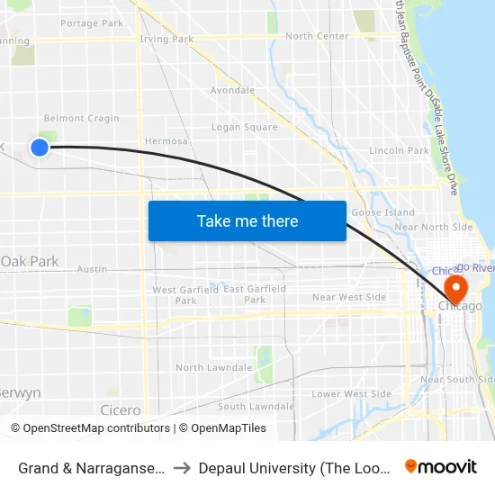 Grand & Narragansett (East) to Depaul University (The Loop Campus) map